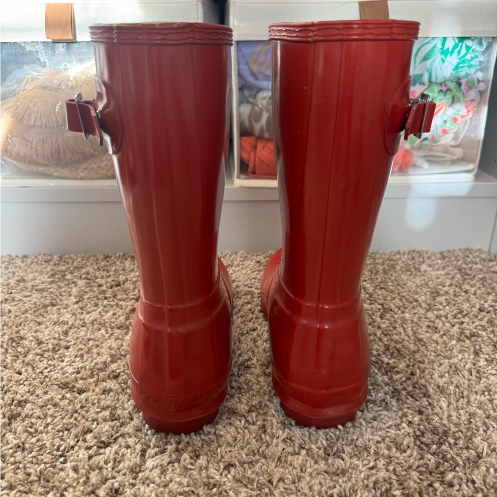 Hunter Gloss Red Mid-Calf Rain Boots - Picture 3 of 4